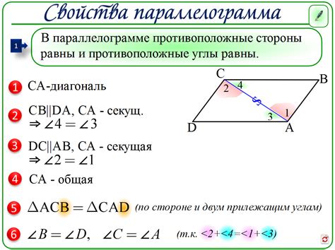 Алгебраические свойства параллелограмма