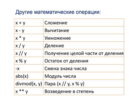 Важные математические операции