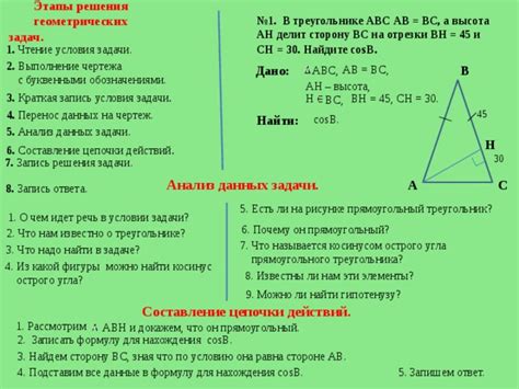 Важные элементы условия задачи