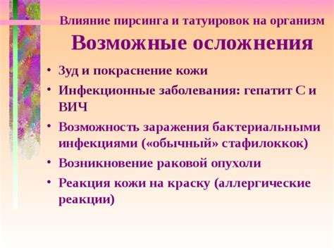 Влияние на организм и возможные осложнения