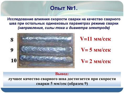 Влияние параметров режима сварки на качество соединения