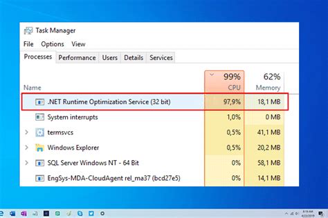 Влияние процесса net runtime optimization service на производительность