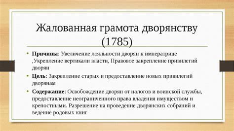 Знание жалованной грамоты как привилегии дворянства