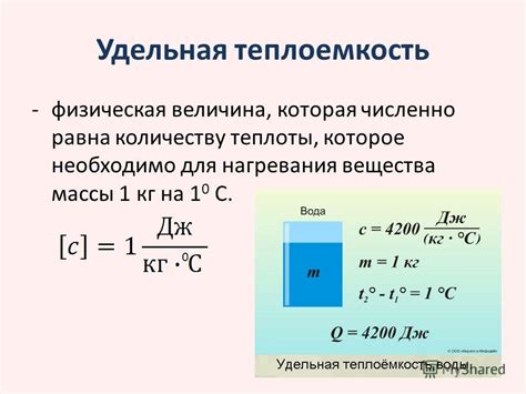 Значение удельной теплоемкости вещества