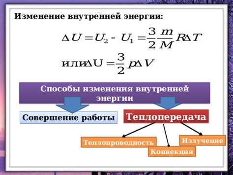 Изменение внутренней энергии: теплообмен и работа