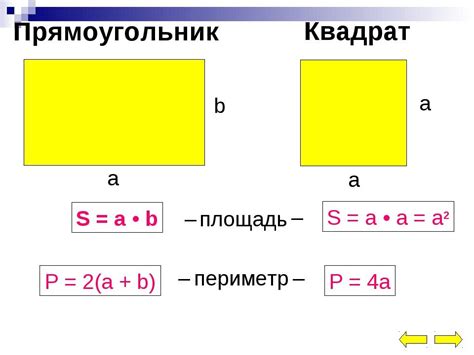 Как вычислить площадь прямоугольника и квадрата