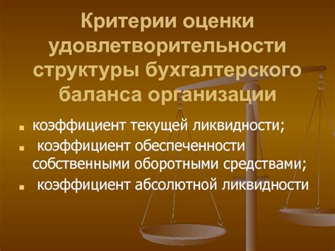 Критерии оценки финансового состояния организации