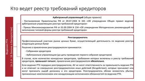 Кто составляет и ведет реестр требований