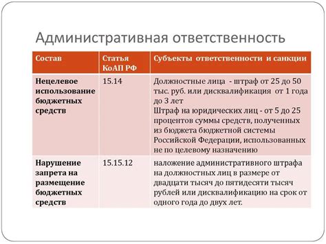 Механизм контроля и наказания за нецелевое использование бюджетных средств