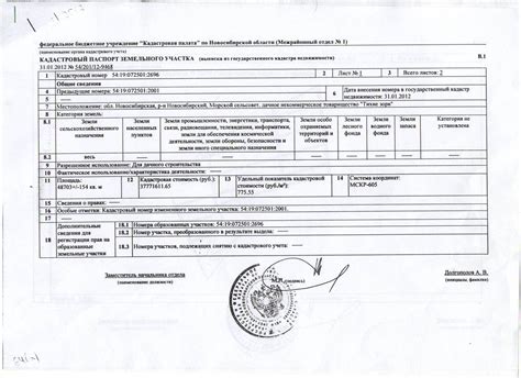 Назначение и значение кадастрового паспорта