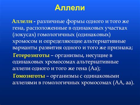 Основные понятия: аллели и генотип