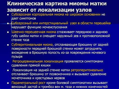 Основные проявления миомы