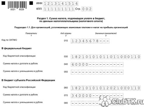 Основные пункты декларации по налогу на прибыль организаций: