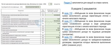 Особенности заполнения третьей части строк 110