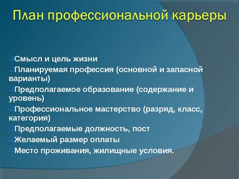 Перспективы будущей профессиональной карьеры Володи