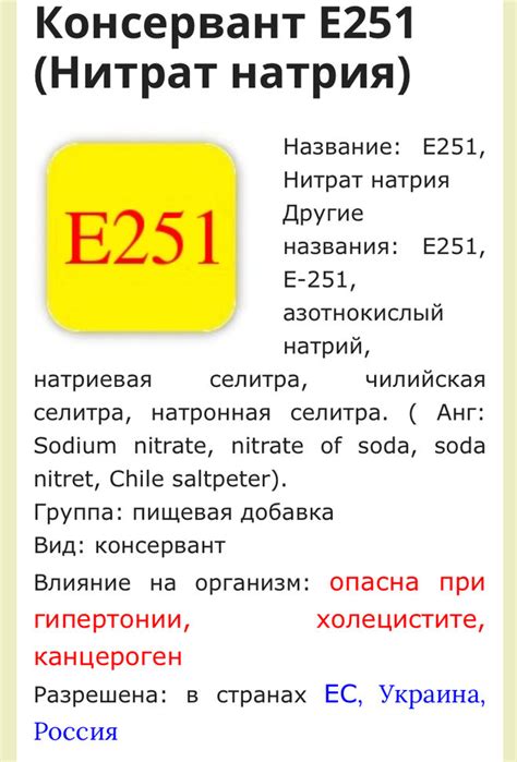 Пищевая добавка Е251: основные характеристики и назначение