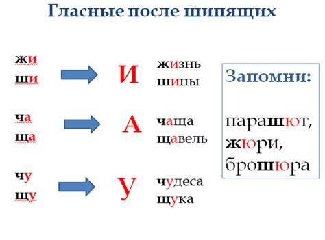 Правило 2: буква а после шипящих