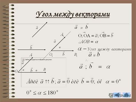 Применение угла между векторами