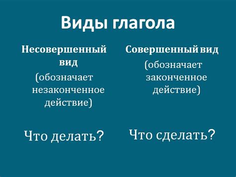 Примеры глаголов совершенного вида