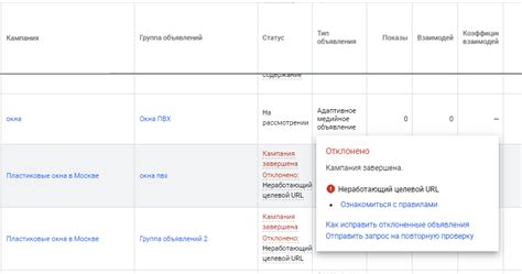 Причины отклонения объявления модератором