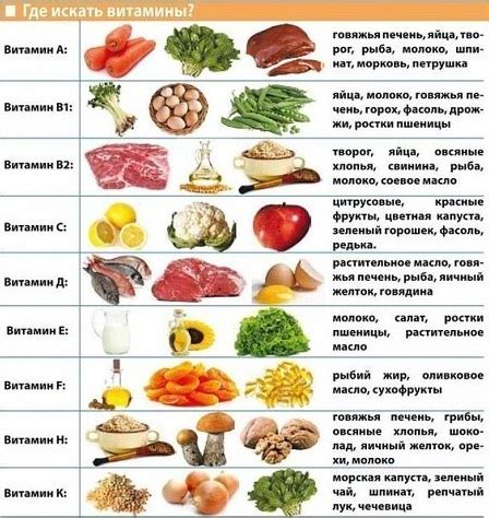 Продукты, богатые витаминами