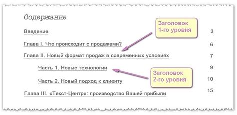 Различия между заголовками первого и второго уровня