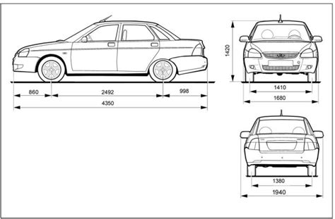 Размеры Лады Приора