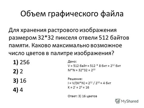 Расчет общего объема памяти для разных конфигураций