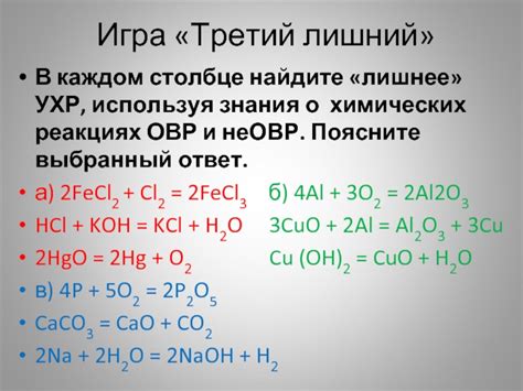 Ролевая игра ионов в химических реакциях