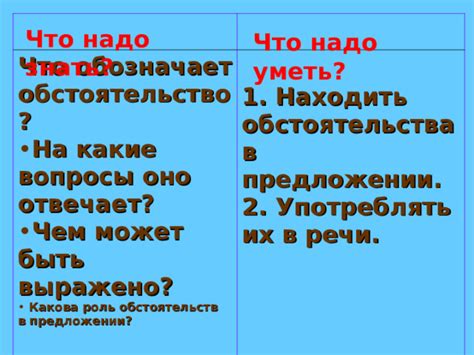 Роль обстоятельства в предложении