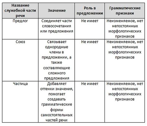 Служебные части речи: предназначение и основные виды