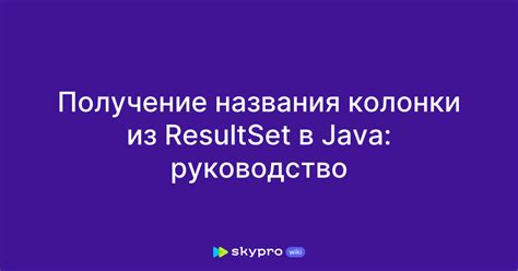 Создание resultset в программировании