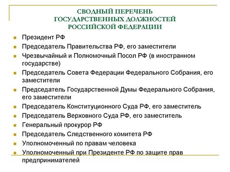 Состав государственных должностей Российской Федерации