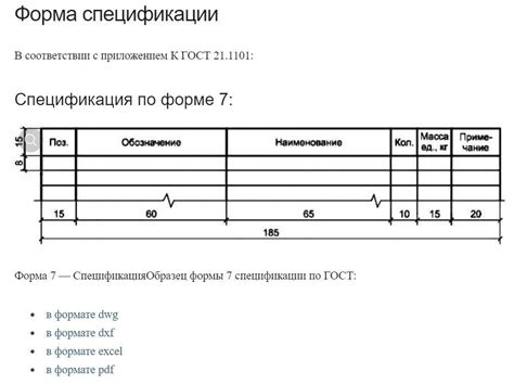 Спецификация материала