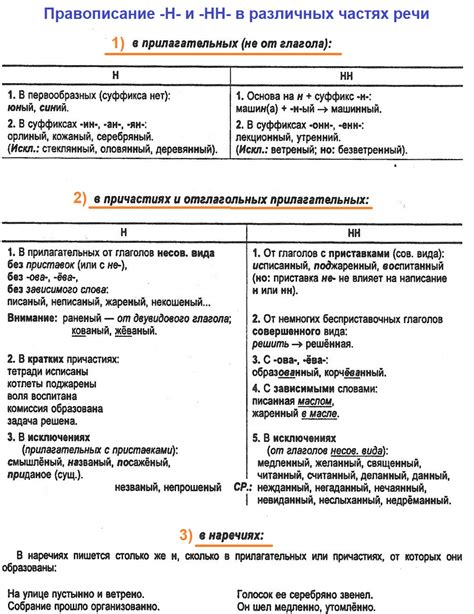 Течение в разных частях речи