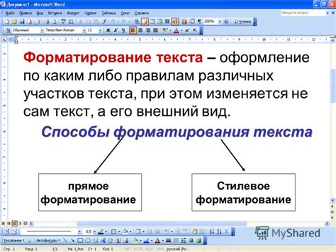 Форматирование текста и параграфов