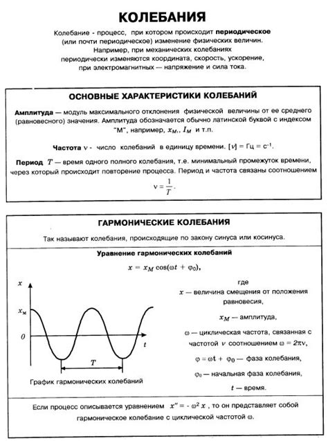 Характеристики колебаний и гармонических колебаний