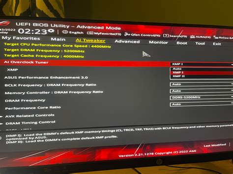 Шаги для установки оптимальных параметров Ai overclock tuner