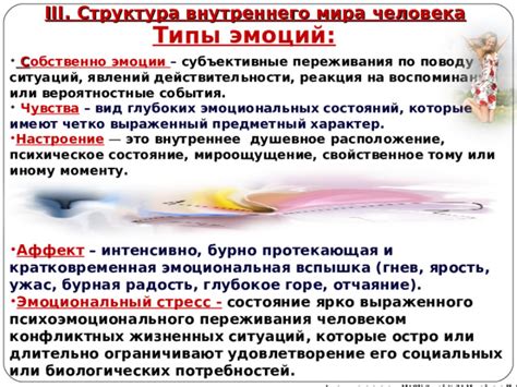 Эмоциональная реакция и внутреннее состояние