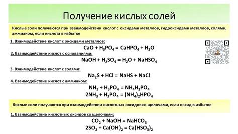  Возможное образование солей 