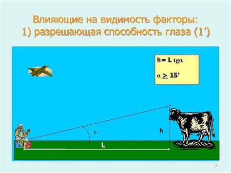  Основные факторы, влияющие на "видимость" в разных областях 